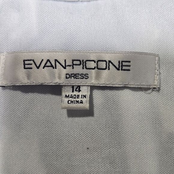 Evan Picone dress Floral Deep V sleevless Size 14 Blue White Red - Picture 7 of 13